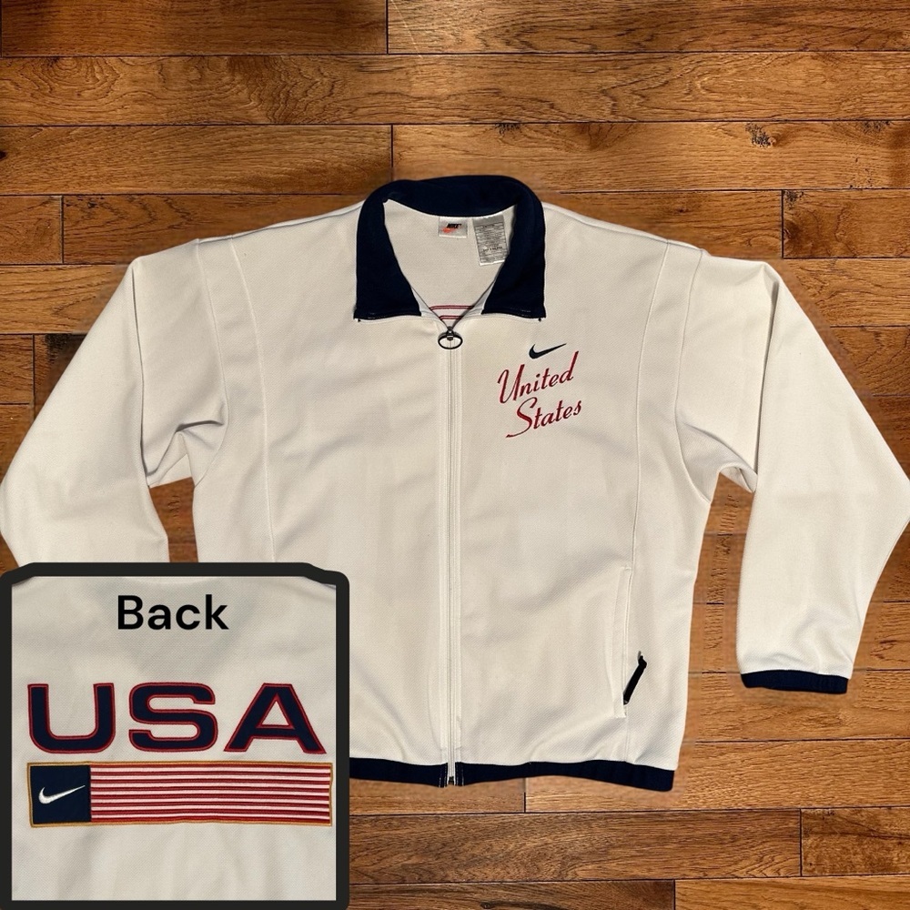 Vintage 90s Nike Jacket Men's  Zip USA Olympics 1996 Atlanta Track & Field Large